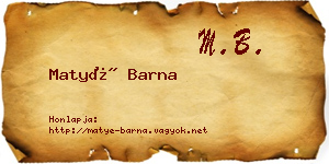 Matyé Barna névjegykártya